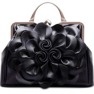 New BLACK Cre8tive Concepts Boutique Flower Handbag